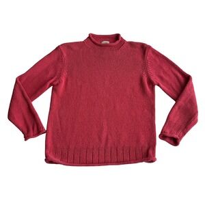 L.L. Bean 80/20 Silk Cotton Classic Rollneck Watermelon Red Pullover Sweater L